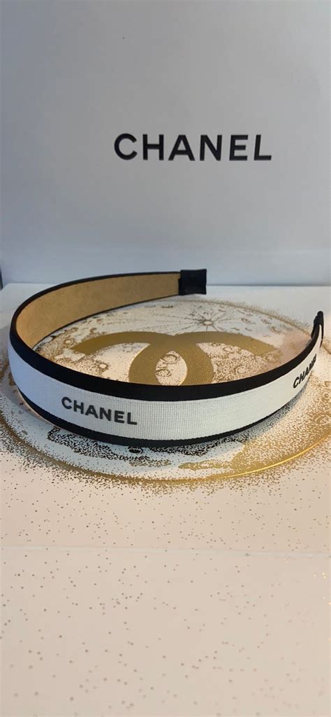 chanel ribbon headband white
